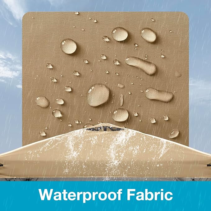 8x8 Canopy Replacement Top Cover with Air Vents for ez up Pop up Canopy Gazebo Tent with Adjustable Straps,Waterproof & Anti-UV for Outdoor Shade (Top Only,Frame Not Included) (Beige)