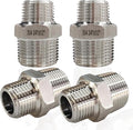 ZOUNI 4pcs Reducing Hex Nipple, 304 Stainless Steel 3/4" NPT Male x 1/2" NPT Male Pipe Fitting Reducer Nipple Adapter 2000psi Reducer Straight Connector (4pcs, 3/4"-1/2")