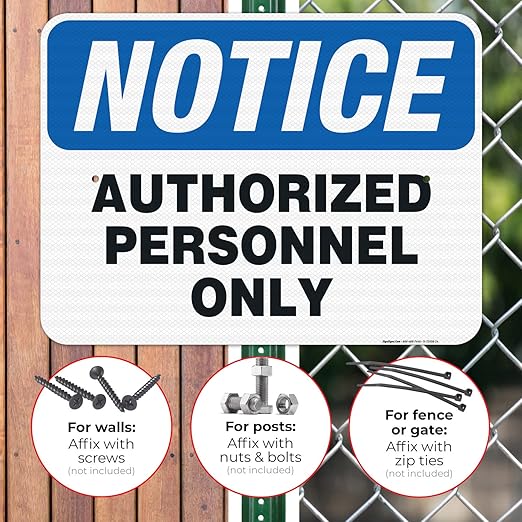 Authorized Personnel Only Sign, 18x24 Inches, 3M EGP Reflective .080 Aluminum, Fade Resistant, Easy Mounting, Indoor/Outdoor Use, Made in USA