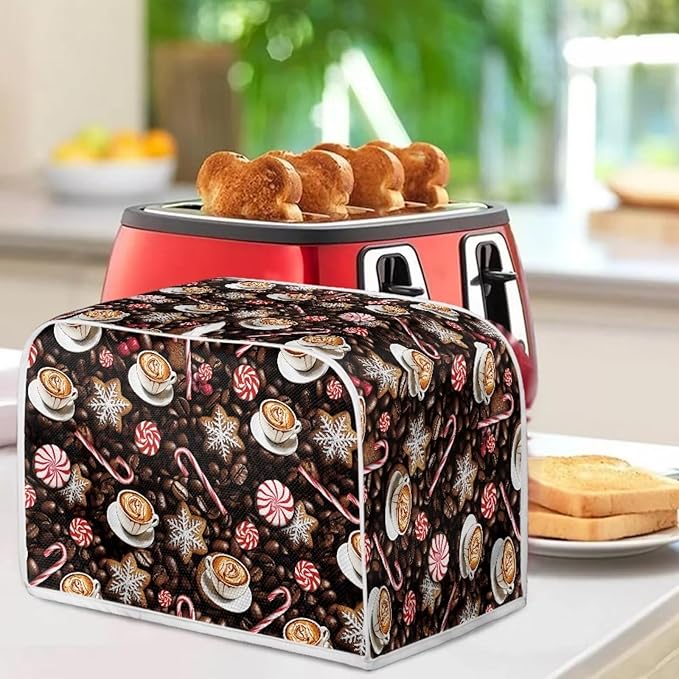 UNICEU Coffee Toaster Cover 2 Slice Coffee Candy Cookies Toaster Dust Cover Stain Resistant Oil Protection Dust Cover for Bread Maker,Washable Kitchen Small Appliance Covers with Top Handle,Size L