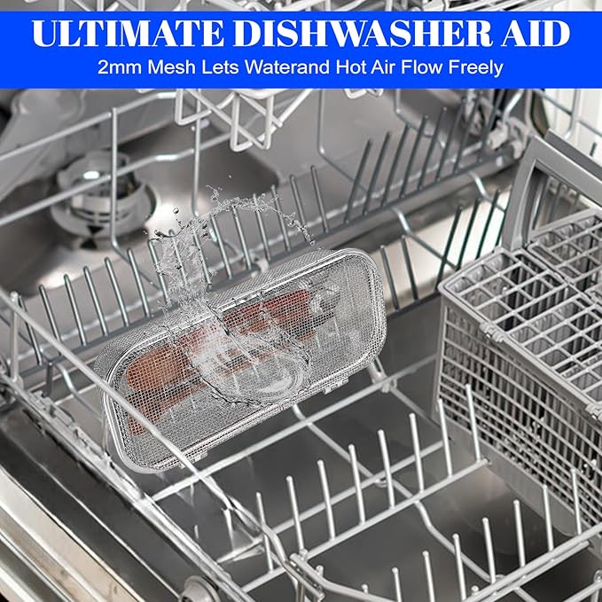 Dishwasher Chopstick Basket for Small Items, Stainless Steel Utensil Holder for Dishwasher with Mesh Design, Replacement Silverware Organizer (10.4" L x 4.5" W x 3" H)
