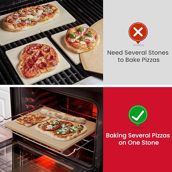 Unicook Large Pizza Stone for Oven 20 Inch, Rectangular Baking Stone 20" x 13.5" x 0.6", Heavy Duty Cordierite Bread Pan, Thermal Shock Resistant, Ideal for Baking Large or 2 Personal Pizzas
