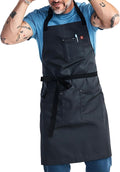 hedley & bennett Essential Apron - Adjustable Bib Chef Apron with 3 Pockets & Towel Loop - 8oz Cotton Canvas - Char Grey