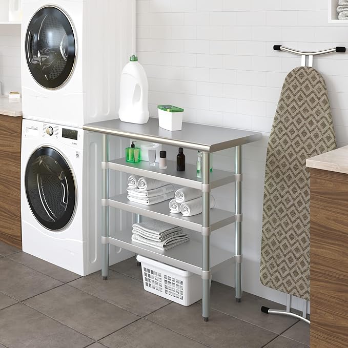 18 in. x 36 in. Stainless Steel Work Table with Three Bottom Shelves | NSF Kitchen Prep Table | Utitly Metal Table