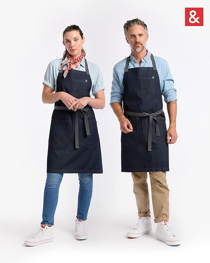 hedley & bennett Essential Apron - Heavy-Duty Denim Kitchen Apron with Pockets & Towel Loop - Professional Chef Workwear for Cooking & Grilling - Jack Navy