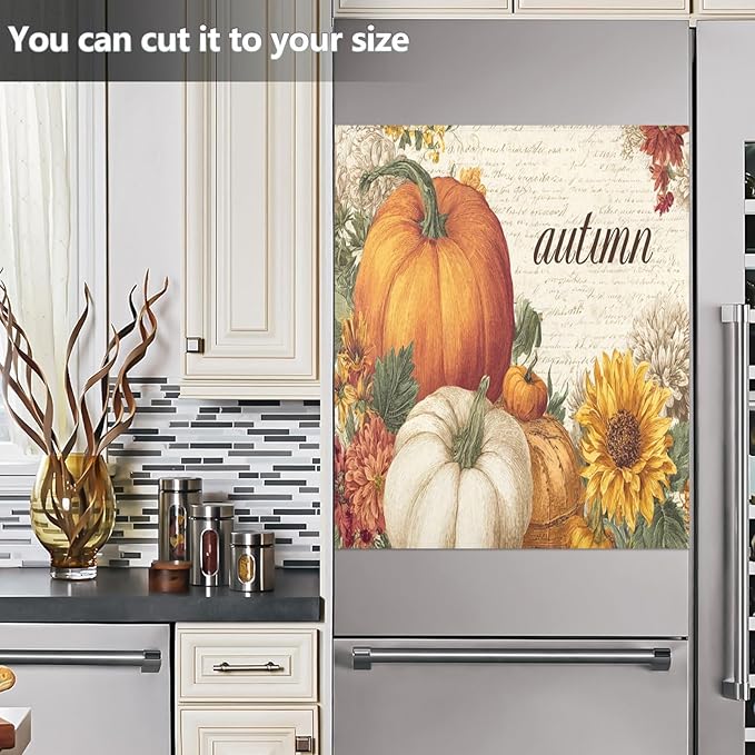 Fall Pumpkins Beige Dishwasher Magnet Cover Front Door Magnetic Dishwasher Cover Decorative Refrigerator Magnet Covers Dishwashers Magnetic Sticker for Home Kitchen Decor, 23" x 26"