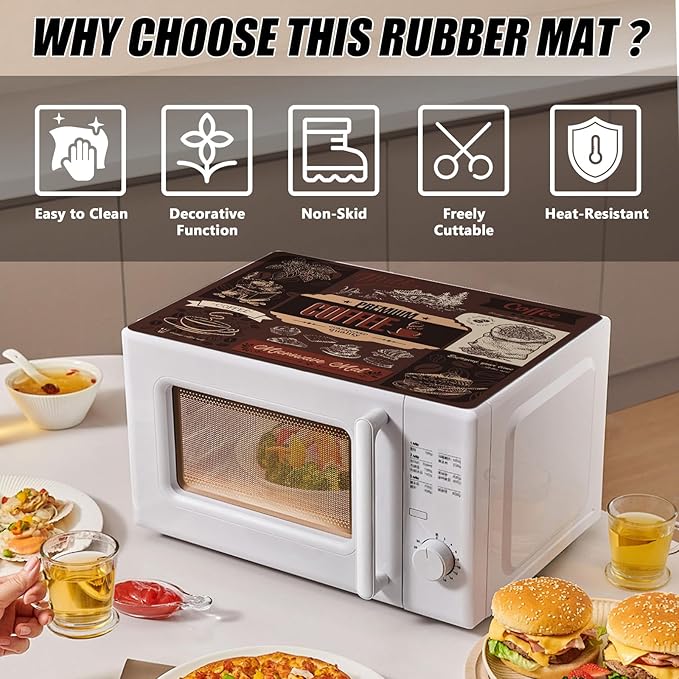 Rubber Mat for Microwave Top Cover, 18"x14" Non Slip Nonstick Heat Resistant Microwave Kitchen Counter Protector Mat, Air Fryer Pad for Counter Heat Resistant