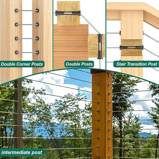 120 Packs Cable Railing Protector Sleeves Stainless Steel Protective Sleeves Deck Cable Railing Hardware Kit Invisible Cable Sleeves for 1/8" Cable Railing System for Wood Composite Posts