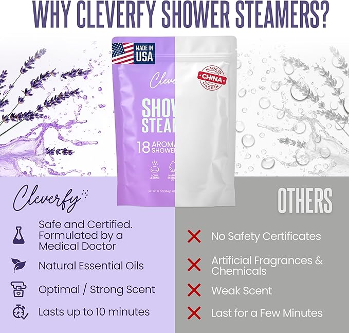 Cleverfy Shower Steamers Aromatherapy - Valentines Day Gifts for Her, Him, Women, Daughter, Mom, Girlfriend, Wife, Teen Girls and Boys - Valentines Gifts for Her, Him, Women and Men - 18 Tablets