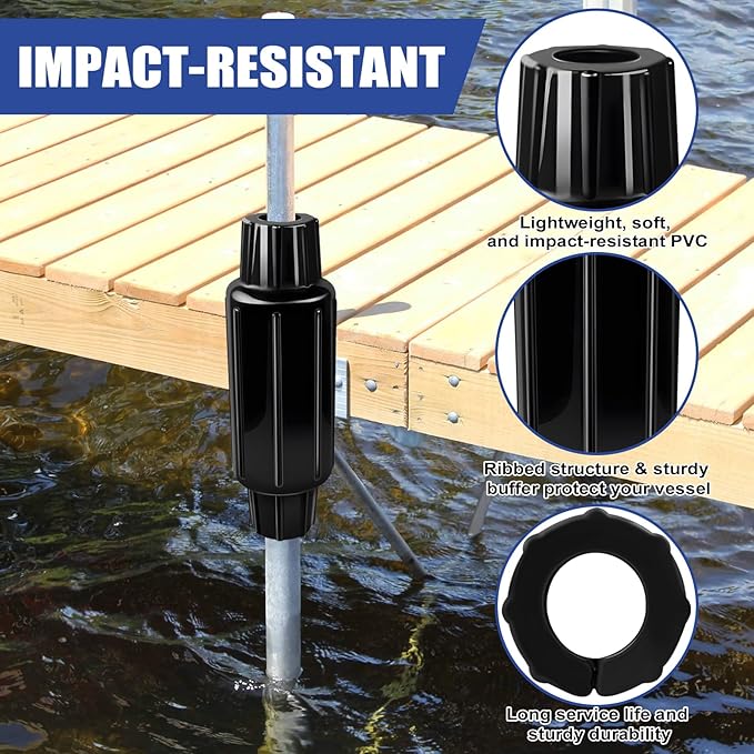 Dock Bumpers for Docking Dock Pole Bumpers,Slip-On Dock Leg Pipes and Mounting Brackets, Vertical Protection, Soft UV-Resistant Marine Grade Vinyl