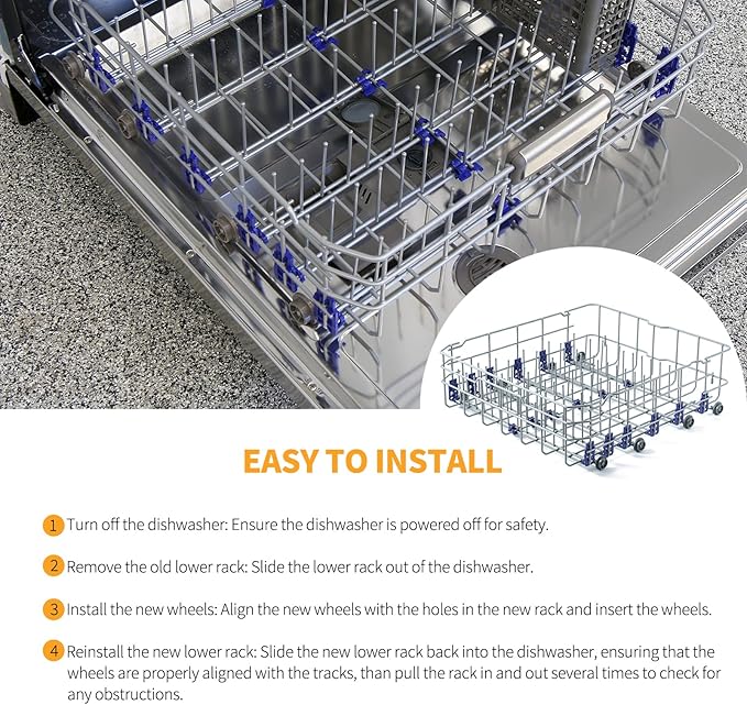 Allstare 3751DD1001J 3751DD1001C Dishwasher Lower Rack Replacement Parts for LG Dishwasher Parts Lower Dishrack Assembly LDF7774ST LDF5545ST MGR47998602 LG Bottom Dishwasher Rack Wheels 1 Pack