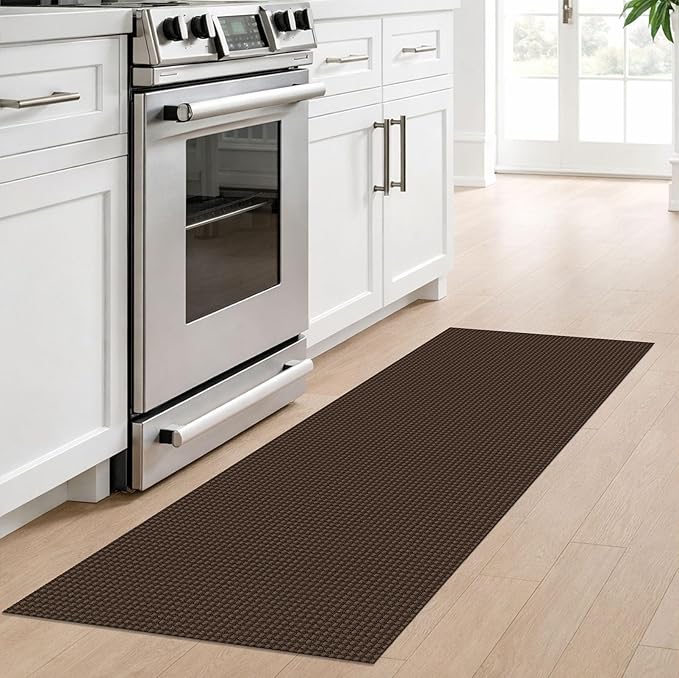 IOHOUZE Washable Runner Rug 2x6 Non Slip Runners for Hallways Entryway Runner Indoor, Kitchen Rugs Woven Cotton Floor Carpet for Kitchen Hall Entrance Bedroom, Brown