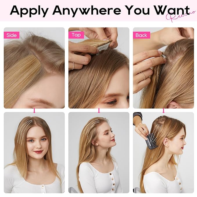 REECHO Clip in Hair Volumizer, Short Thick Clip in Hairpieces Adding Extra Hair Volume Extensions for Women with Thin Fine (Light Brown, 8 Inch(Pack of 4))
