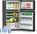 Mini Fridge with Freezer, 3.2 Cu.Ft Compact Refrigerator with 2 Doors, Small Fridge with Adjustable Thermostat & Removable Glass Shelves for Bedroom, Office, Dorm, or Apartment, Black