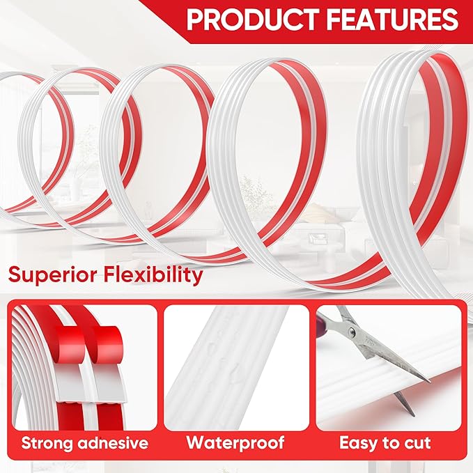 Wall Corner Protector Peel and Stick Wall Molding Trim Flexible Corner Guard Edge Protector Inside & Outside Corner Guard Strip for Wall Edge Ceiling Countertop