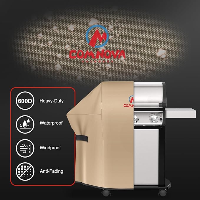 Comnova Grill Cover 51 Inch - 600D BBQ Cover for Outdoor Grill Waterproof and Heavy Duty, 51 Inch Barbecue Gas Grill Covers for Weber, Char-Broil, Nexgrill, Monument, Dyna-glo, Brinkmann and More