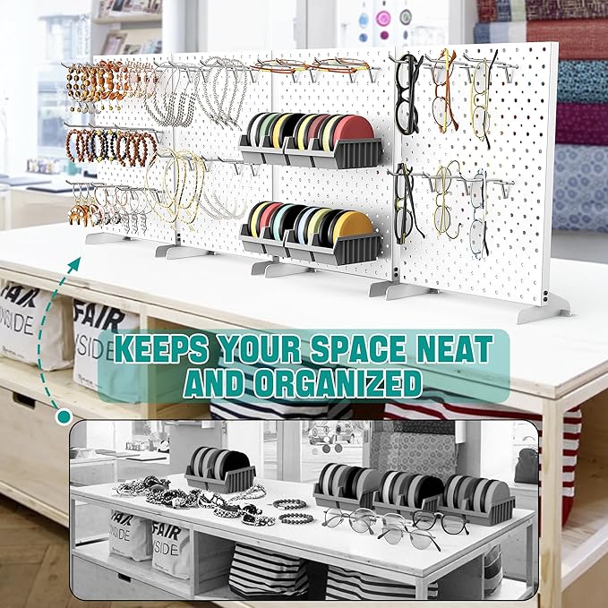 EVERHANGER Metal Pegboard Display Stand, Freestanding Tabletop Pegboard Display for Craft Shows & Fairs, 12"X16", 4pcs White
