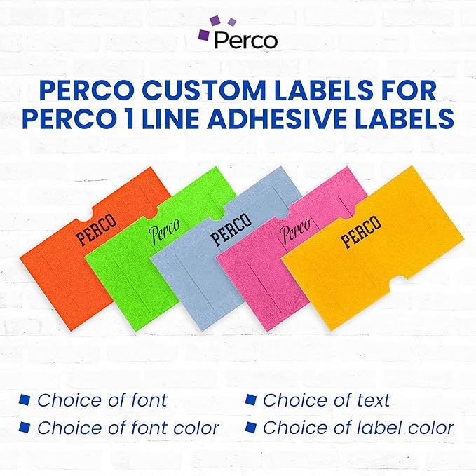Custom Price and Date Labels for Perco Lite, X, Plus and Perco Pro 1 Line Guns - Choose Color, Font and Imprint - 4 Sleeves, 32,000 Labels