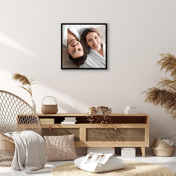 Americanflat 22x22 Picture Frame with Polished Plexiglass - Streamline Collection - Thin Border Square Frame for Wall Display - Hanging Hardware Included - Black