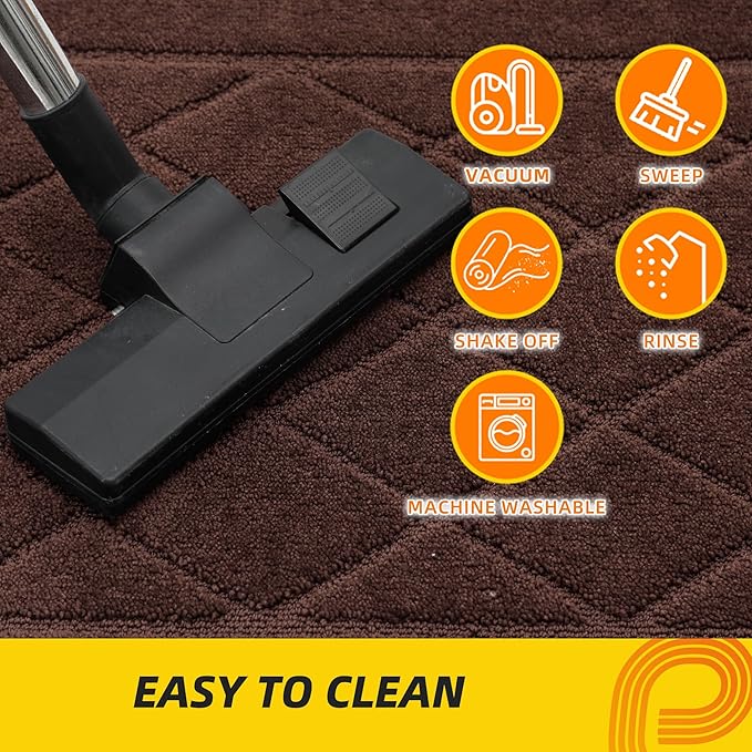 JSEI Dirt Trapper Door Mat 20"x32", Non-Slip Washable Entryway Mats, Dog Door Mat, Stain Resistant and Absorbent Floor Mats, Low Profile Welcome Mat for Front Back Door, Brown