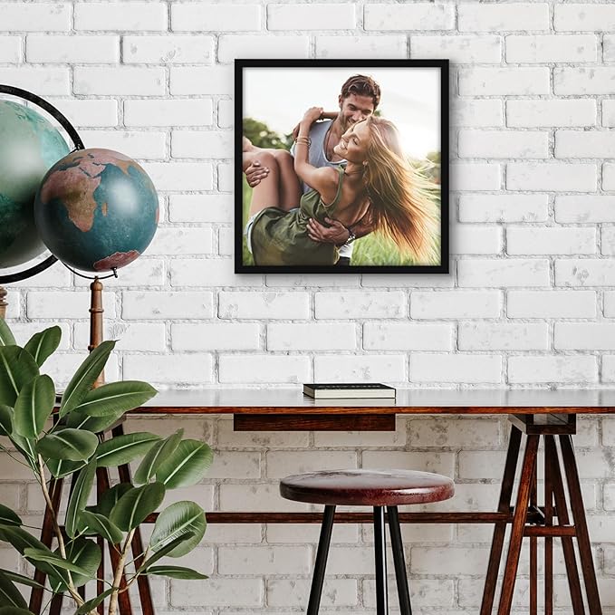 Americanflat 13x13 Picture Frame with Polished Plexiglass - Streamline Collection - Thin Border Square Frame for Wall Display - Hanging Hardware Included - Black