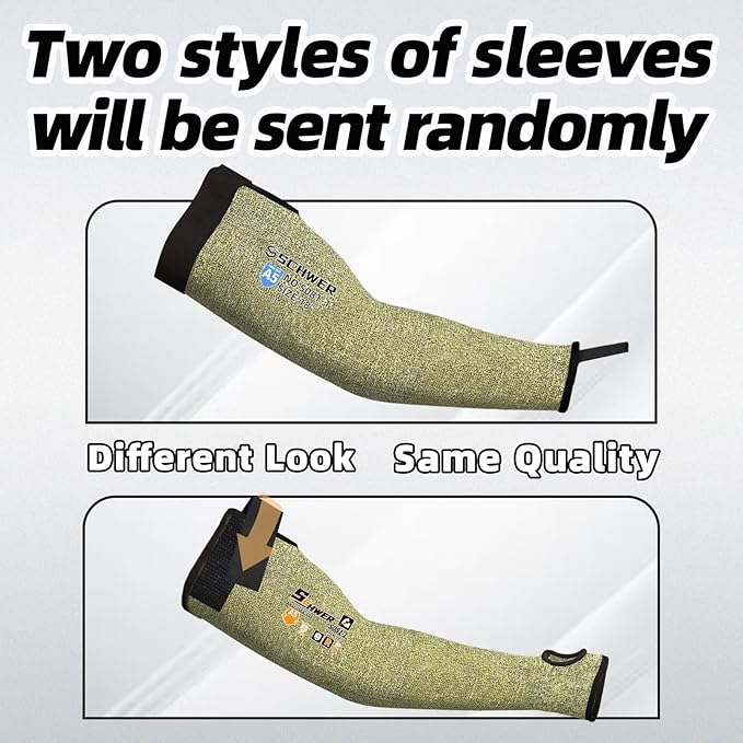 Schwer 2 Pairs CORE Arm Protection Sleeves S081, ANSI A5 Cut Resistant Sleeves with Thumbhole, Non-PFAS Flame Resistant Welding Sleeve for Work Kitchen, Farmer Sleeve for Gardening Arm Guards