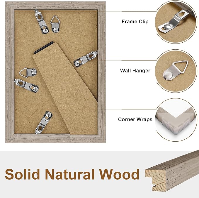 Vittanly 4x6 Picture Frame, Solid Wood Frame with Plexiglass, Includes 3.5x5 Mat, Wall Hanging or Tabletop for Home Decor, Light Brown, 1 Pack