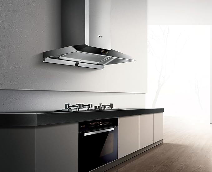 FOTILE EMG9030 36" Wall-mount Range Hood | Touchscreen | 4 Speed-settings and Air Management Function | Self-adjusting Surround Suction Plate | Delay Off Function | Cleaning Mode | LED Light
