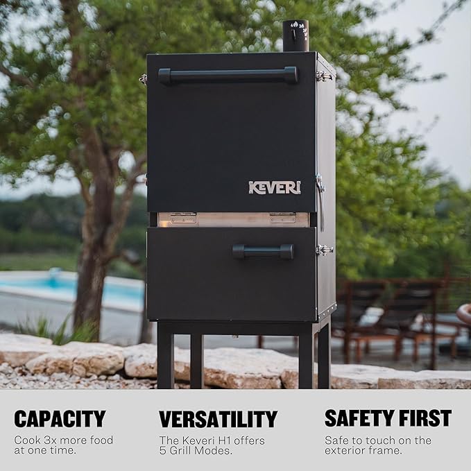 Keveri H1 Black Truffle | Multi-Purpose Charcoal Oven | Grill, Smoker, Roast, Bake, Pizza Oven