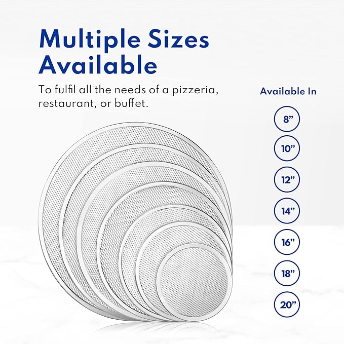 New Star Foodservice 50936 Restaurant-Grade Aluminum Pizza Baking Screen, Seamless, 8-Inch, Pack of 6