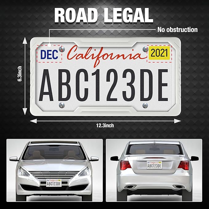 DuraTech Silicone License Plate Frames, Rust Proof Plate Cover for Car, Rattle Proof Plate Protector with Installation Tool Kits, Waterproof License Plate Holder for Extreme Weather (2Pc, Grey)
