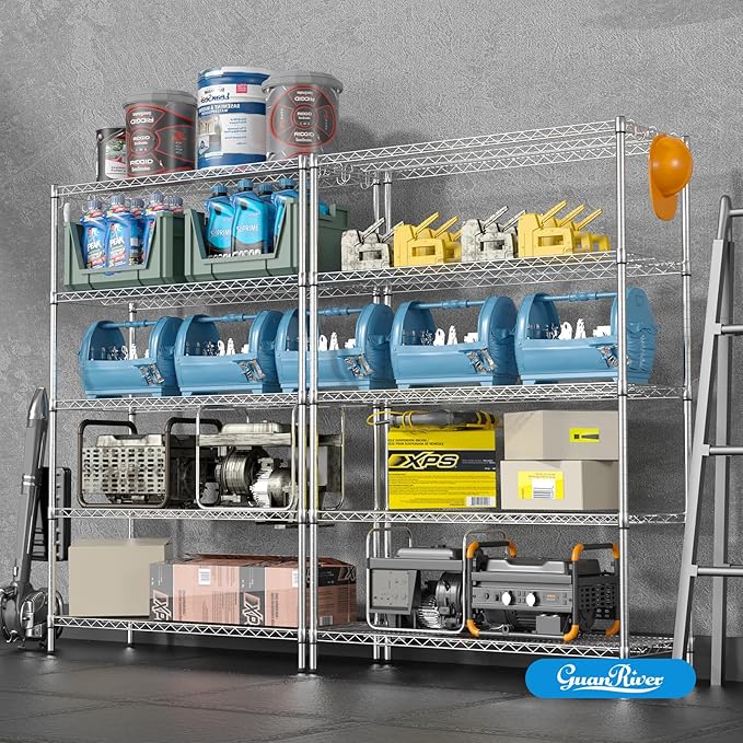 5-Shelf Adjustable Metal Shelf Wire Shelving Unit Heavy Duty Storage Rack Display Shelf for Office,Kitchen,Bedroom,Bathroom,Laundry,Pantry Basement,Garage(Chrome,48" L x 18" W x 72" H)