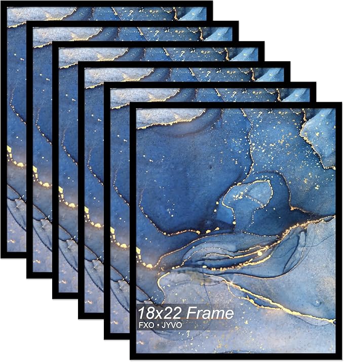 18x22 Picture Frame Set of 6, Black Frame for 18 x 22 Inch Picture Poster Photo, Light Weight and High Transparent 18 by 22 Frame for Wall - 6 Pack/Black/18 x22