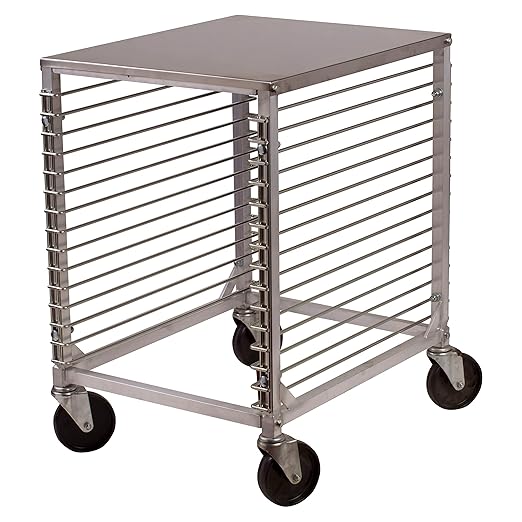 Winco 15-Tier Aluminum Sheet Pan Rack with Hard Top and Wire Slides
