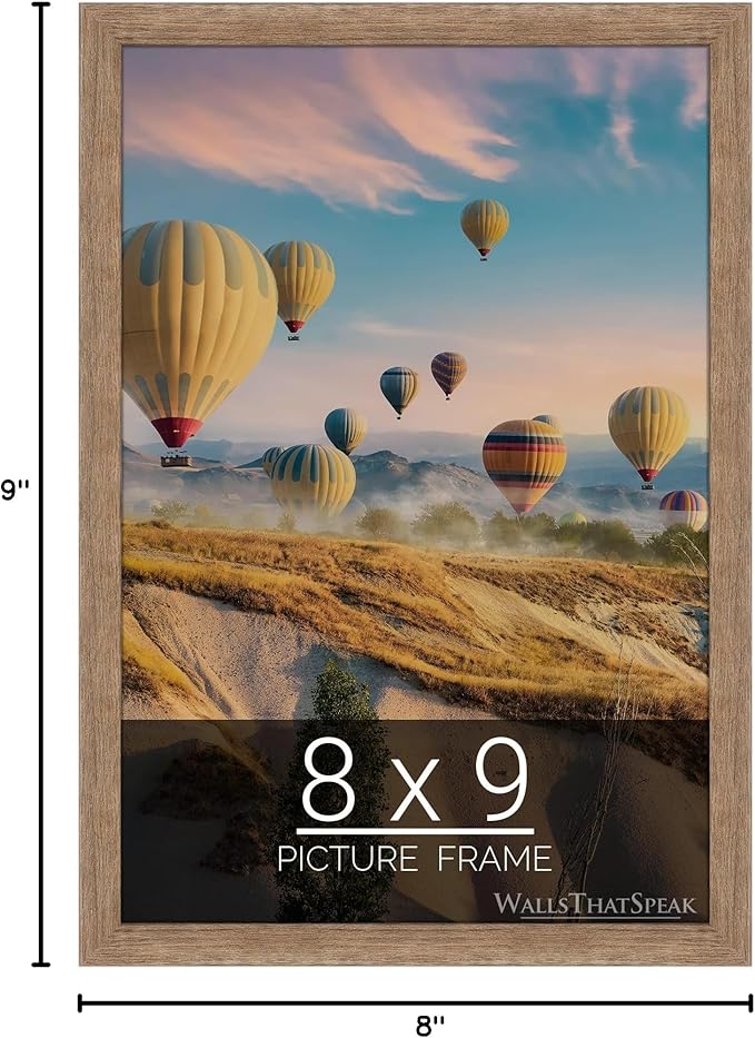wallsthatspeak 8x9 Brown Barnwood Picture Frame for Puzzles Posters Photos or Artwork