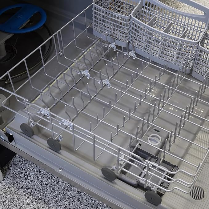 Allstare 808602302 Dishwasher Lower Rack Replacement Parts for Frigidaire Kenmore Dishwasher Parts Lower Dishrack Assembly with 154174501 Wheels (Black) 154432602 FDB1050REB0 Dishwasher Bottom Rack