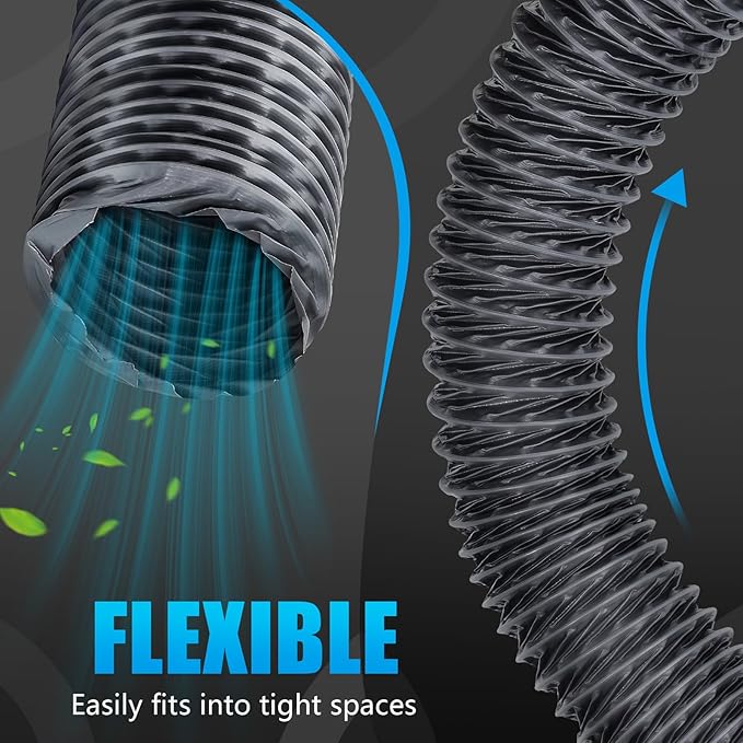 Dryer Vent Hose, 4 Inch X 6FT Flexible Nylon Ducting – Wear-Resistant & Tear-Proof Venting Hose, Upgraded Fire-Resistant Hose for HVAC, Greenhouse(Length 6.5FT)