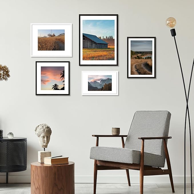 12x18 Frame Set of 3 - Display 11x17 Photo with Mat or 12 x 18 Poster without Mat, Wall Mounting Horizontal and Vertical, Black