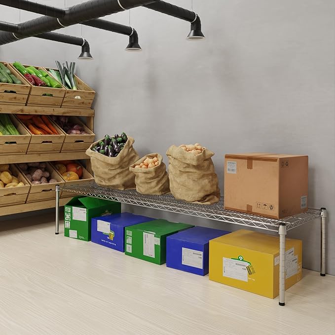21''W x 72''L x 14''H Chrome Plated Wire Dunnage Rack | Off The Floor Storage