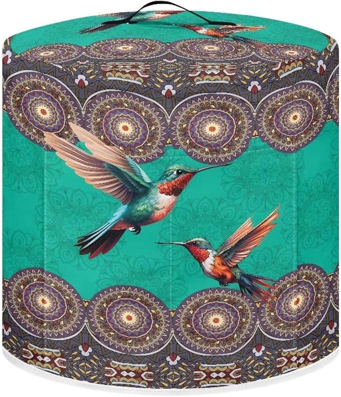 Xoenoiee Boho Mandala Hummingbird Print Kitchen Appliance Dust Cover with Pockets, Electric Pressure Cooker Cover Compatible with Rice Cooker Air Fryer Covers, for 8 Quart