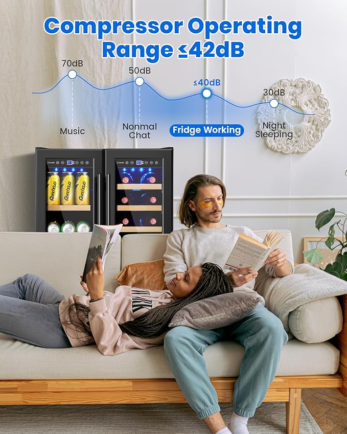 24 Inch Wine and Beverage Refrigerator Under Counter, Dual Zone Black Beverage Fridge with Glass Door&Lock,20 Bottles & 88 Cans Wine and Beverage Cooler, Freestanding Mini Fridge for Bedroom Home