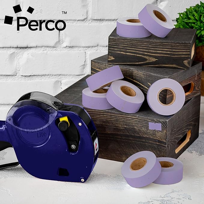 Perco 1 Line Lavender Labels - 8 Rolls, 1 Sleeve, 8,000 Blank Price and Date Gun Labels for Perco 1 Line Price and Date Guns - Made in USA