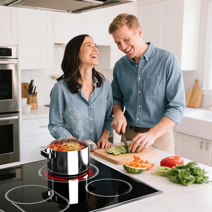 30 Inch Electric Cooktop, 5 Burner Electric Stove Top Touch Control, 8400W Built-in Ceramic Stovetop Burner 30" with Expandable Zone, Child Lock, Timer, Overheat Alert, 220-240v Hardwired