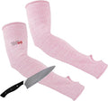 Arm Protectors For Thin Skin And Bruising, Cut Resistant Sleeves For Men Women, A5 Level Pink Arm Sleeve For Gardening (Pink, 17.7 In)