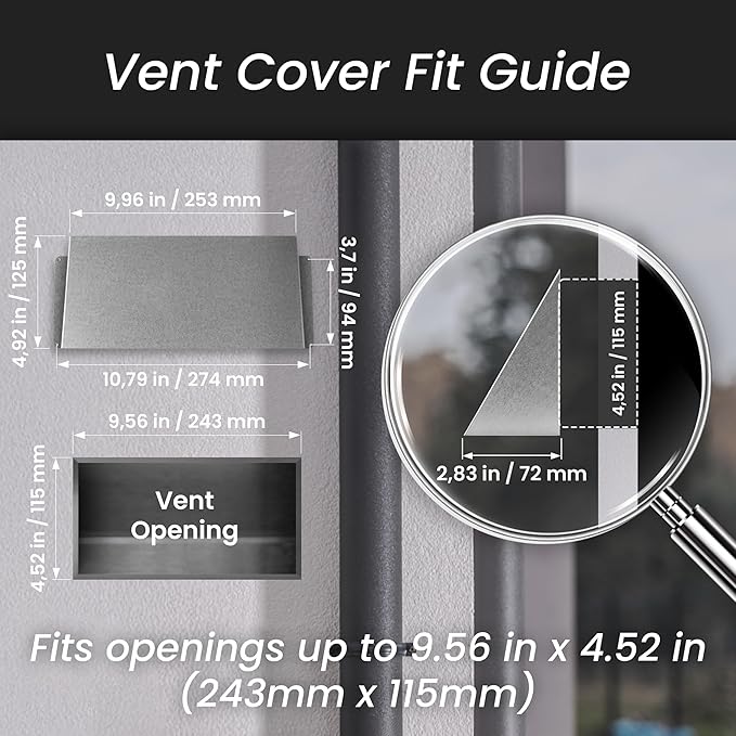 Repa Market 10 x 5 Inch Galvanized Steel Vent Cover - Duct Exhaust/Inlet Rain Deflector - Weatherproof Guard for Ventilation Systems/Indoor/Outdoor Vent Hood/Air Vent Grille Protection Roof