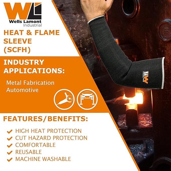 Wells Lamont INDUSTRIAL Heat & Flame Resistant Work Sleeve | Para-Aramid - Metal Fabrication, Automotive