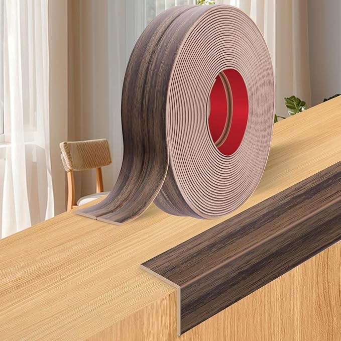 Wall Corner Protector Moulding Trim Peel and Stick Wall Corner Guards Trim Flexible Self Adhesive Edge Protector Moulding, 0.8 in x 20 Ft, Smoked Brown Wood