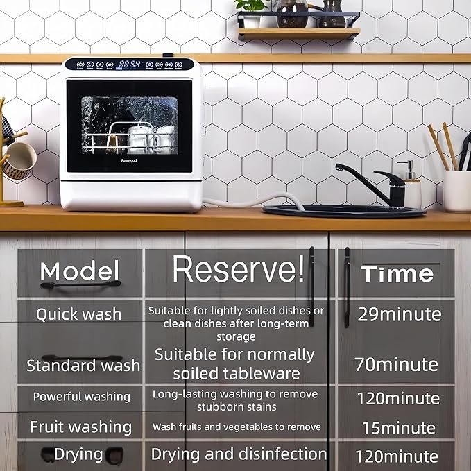 Dishwasher Tabletop dishwasher Portable Small fully automatic dishwasher with four wash modes plus drying and sterilizing modes Can be connected to the tap and filled manually