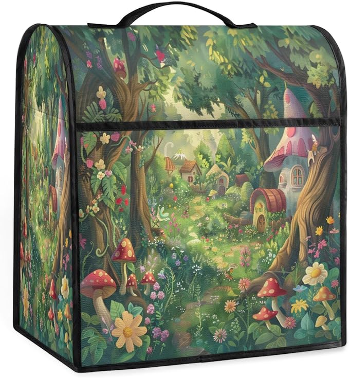 Kitchen Aid Mixer Cover Forest Castle Tree Stand Mixer Cover Compatible with 6-8 Quarts Stand Mixers, Dust Covers with Zipper Pocket Foldable Washable Kitchen Aid Organizer Bag