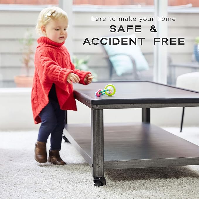 Bebe Earth - Baby Proofing Edge and Corner Guard Protector Set (16 Corners) - Safety Bumpers - Child Proof Furniture and Tables - Pre-Taped Bumper Corners (Brown)